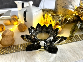 Świecznik kryształowy glamour LOTOS BLACK 12cm
