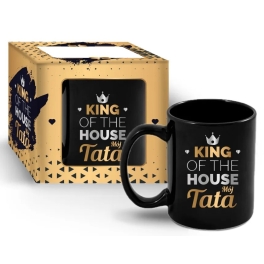 Czarny kubek dla taty King of the house mój Tata
