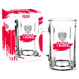 Kufel szklany - Polska (orzeł czarny) 500 ML 