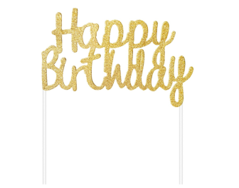 Dekoracja papierowa Happy Birthday złota 11x14 cm