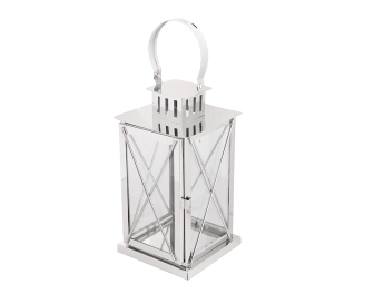 Lampion latarenka ozdobna wisząca metalowa srebrna 55 cm