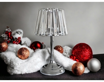 Lampka LAMPION Glamour na tealigthy z kloszem 30cm Kryształ