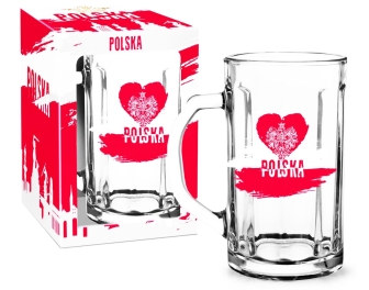 Kufel szklany - Polska (orzeł w sercu) 500 ML