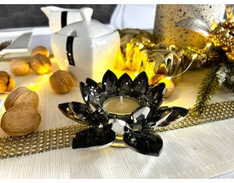 Świecznik kryształowy glamour LOTOS BLACK 12cm